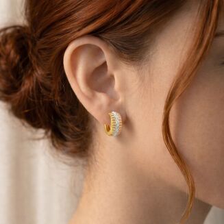 Kolczyki złote 585 dwukolorowe prążkowane - 2