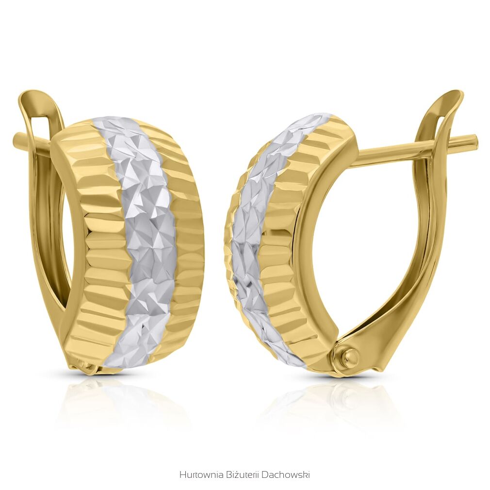 Kolczyki złote 585 dwukolorowe prążkowane