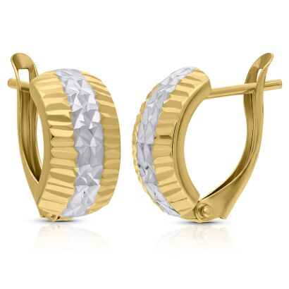 Kolczyki złote 585 dwukolorowe prążkowane