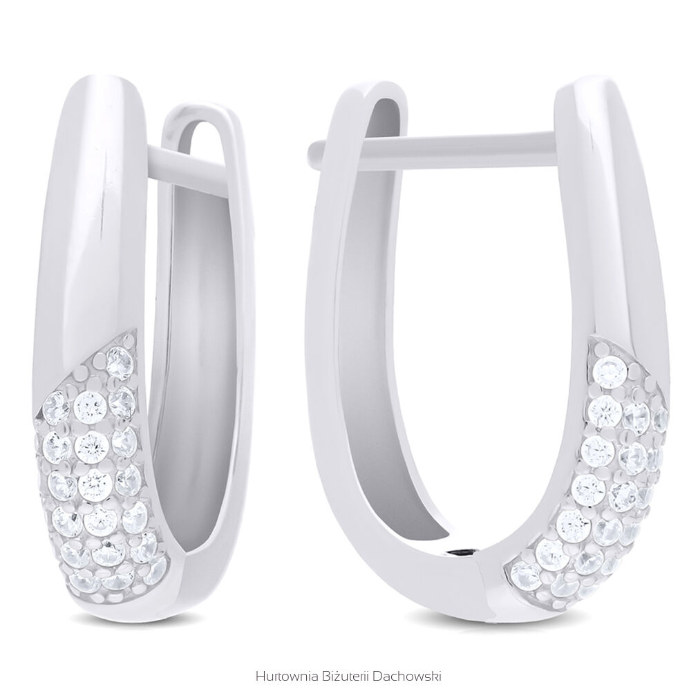 Kolczyki srebrne angielskie z cyrkoniami pr.925