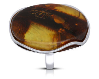 Pierścionek srebrny z bursztynem naturalnym pr.925 - 2