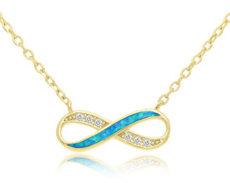 Naszyjnik infinity opal cyrkonie srebro pozłacane - 2