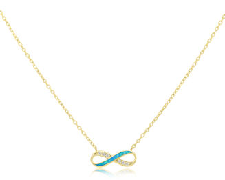 Naszyjnik infinity opal cyrkonie srebro pozłacane - 3