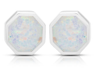 Kolczyki srebrne z białym opalem pr. 925 - 2