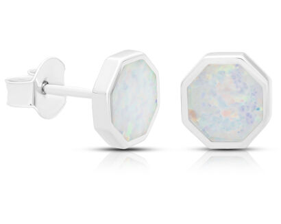 Kolczyki srebrne z białym opalem pr. 925