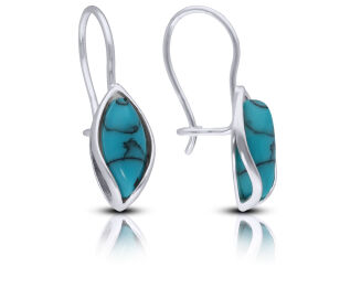 Kolczyki srebrne wiszące z kamieniem turkusu - 2