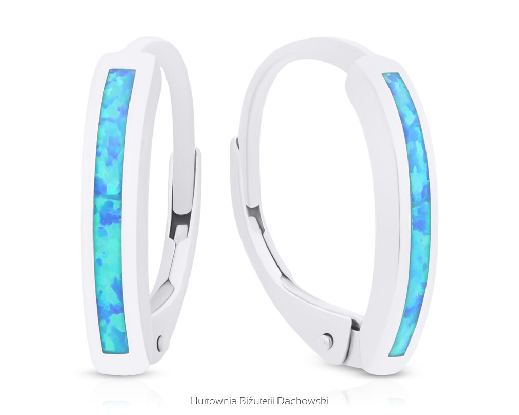 Kolczyki srebrne z niebieskim opalem pr.925