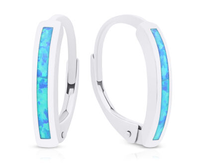 Kolczyki srebrne z niebieskim opalem pr.925