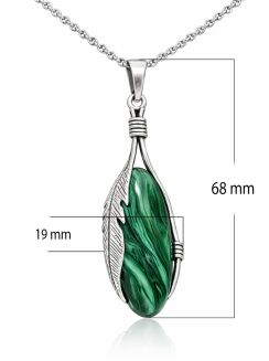 Zawieszka srebrna 925 z malachitem wisiorek pióro - 3