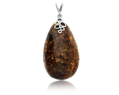 Zawieszka z naturalnym bursztynem srebro pr.925