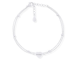 Bransoletka srebrna z sercem podwójna pr.925 - 2