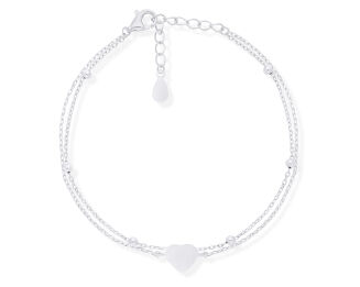 Bransoletka srebrna z sercem podwójna pr.925 - 3