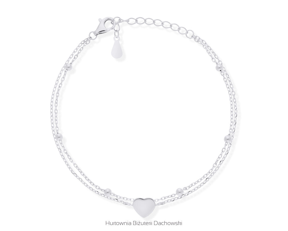 Bransoletka srebrna z sercem podwójna pr.925