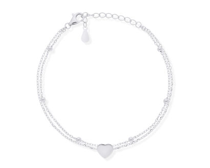 Bransoletka srebrna z sercem podwójna pr.925