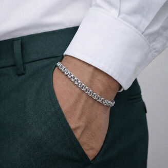 Bransoletka srebrna męska garibaldi pr.925 - 2