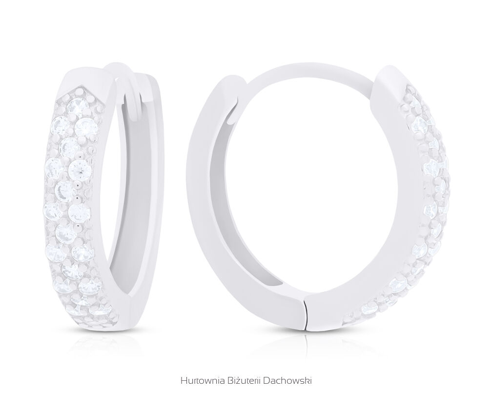 Kolczyki srebrne koła z cyrkoniami pr.925