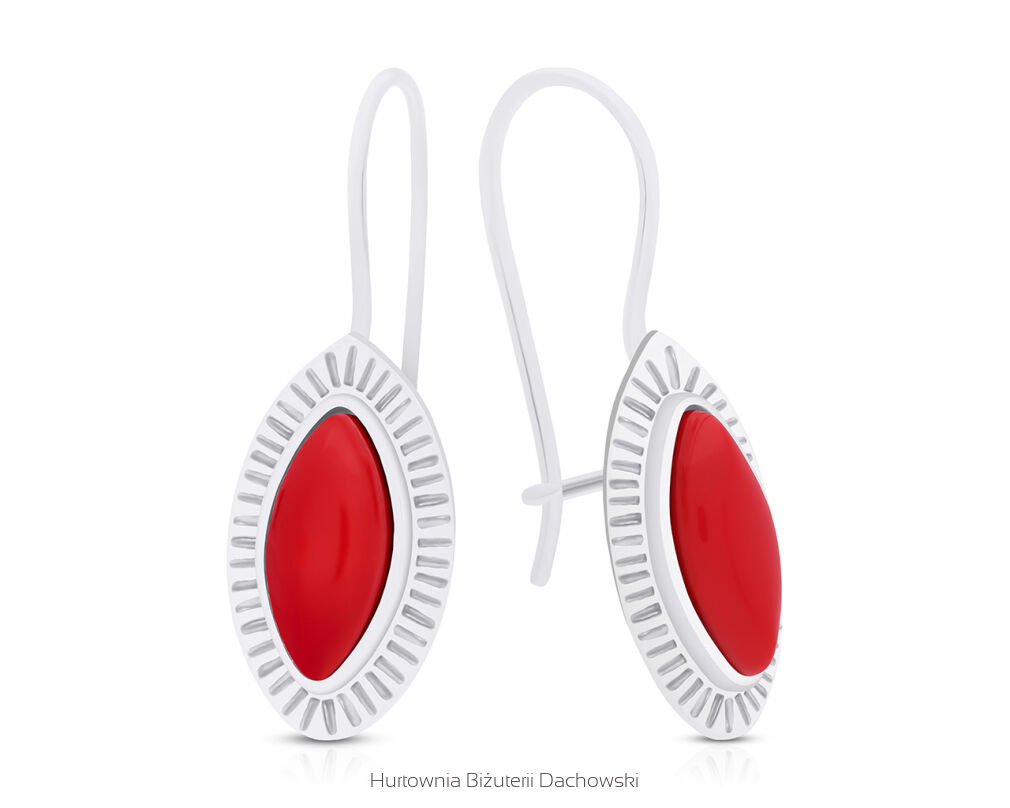 Kolczyki srebrne z czerwonym koralem pr.925