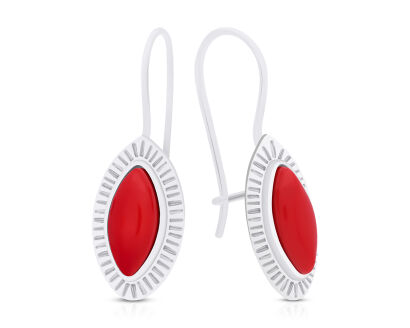 Kolczyki srebrne z czerwonym koralem pr.925