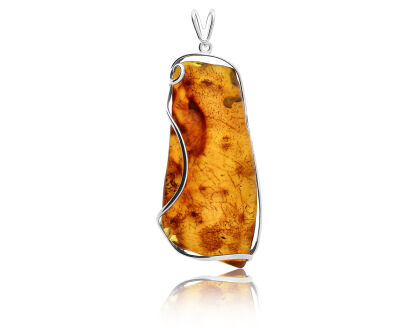 Zawieszka srebrna naturalny bursztyn koniakowy