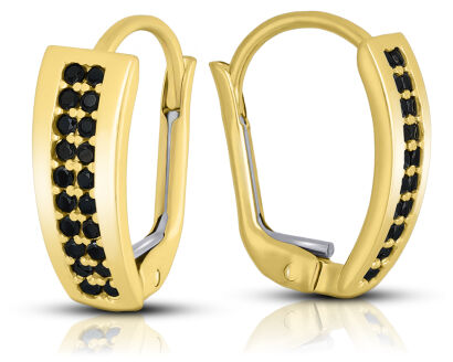 Kolczyki 585 sztyft zatrzaskowy z black cyrkoniami