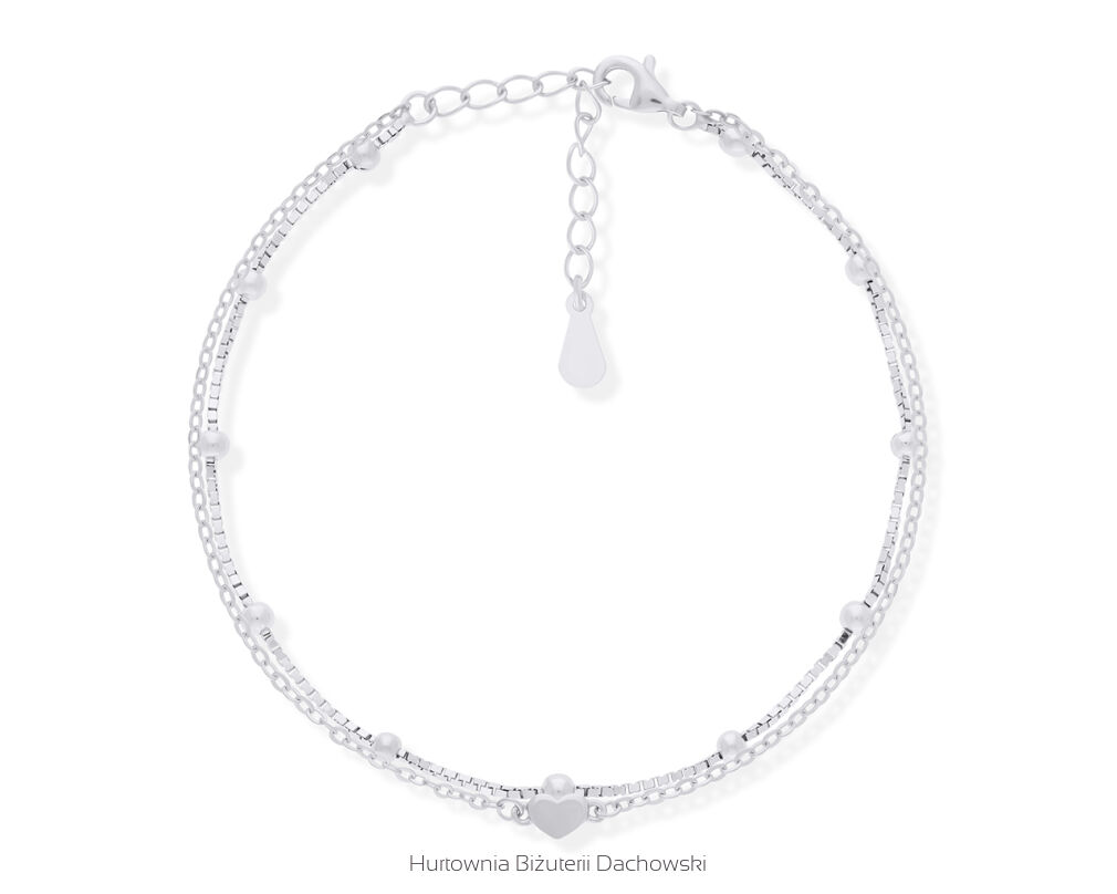 Bransoletka srebrna podwójna serce pr.925