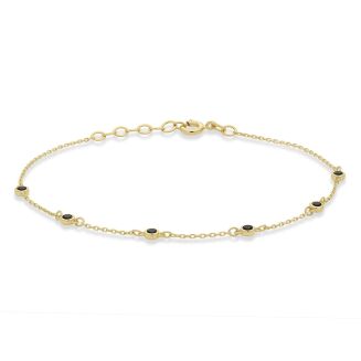 Bransoletka złota 585 czarne oczka - 3