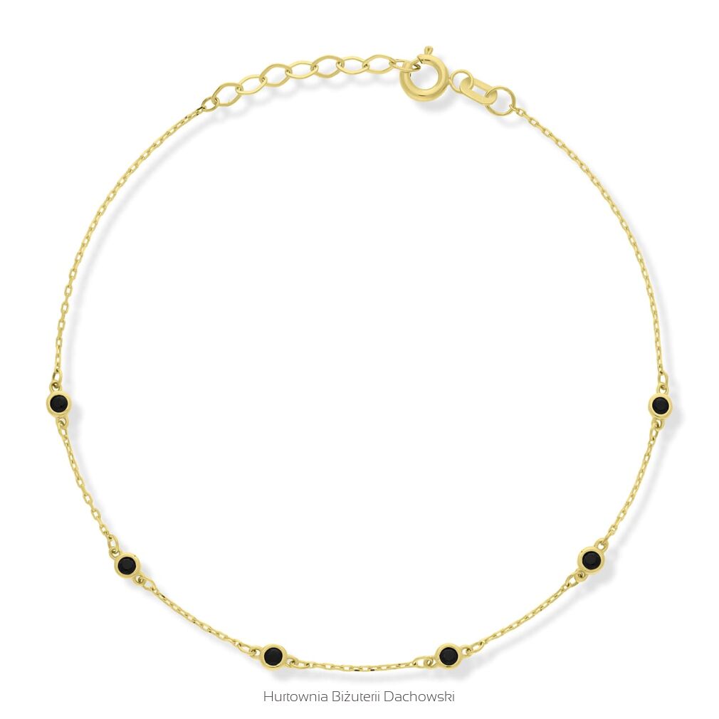 Bransoletka złota 585 czarne oczka