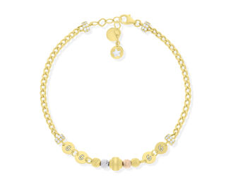 Złota bransoletka błyszczące kulki pr.585 - 2