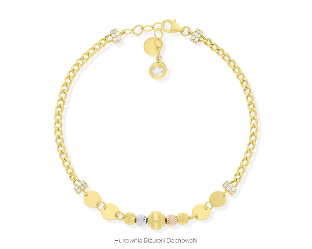 Złota bransoletka błyszczące kulki pr.585