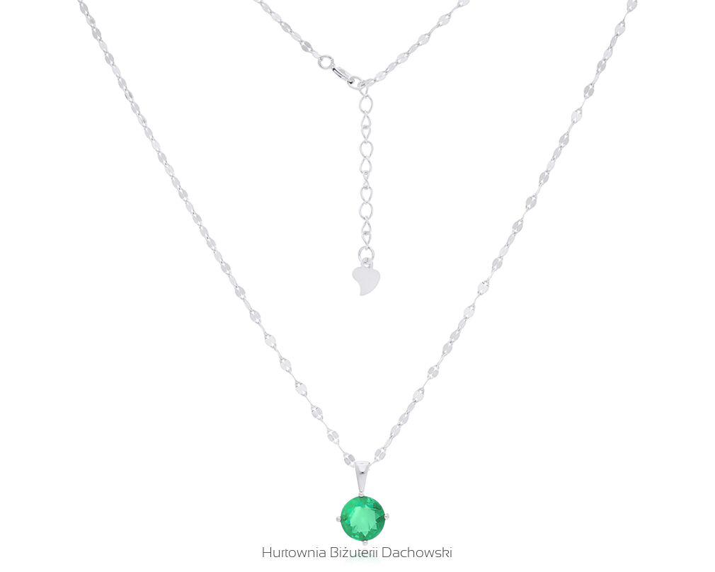 Naszyjnik srebrny z rock crystal zielonym