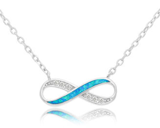 Naszyjnik srebrny z infinity opal i cyrkonie - 2