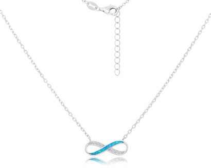 Naszyjnik srebrny z infinity opal i cyrkonie