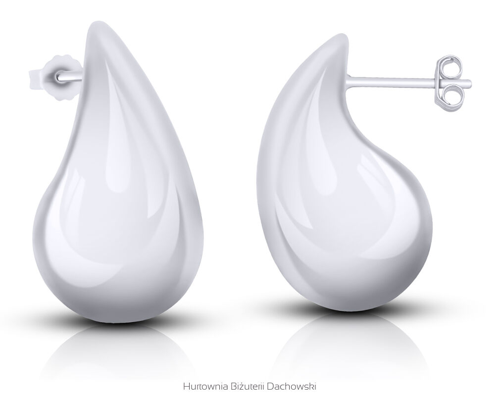 Kolczyki srebrne Krople duże gładkie pr.925
