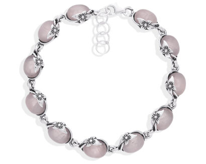 Bransoletka srebrna z naturalnym kwarcem różowym