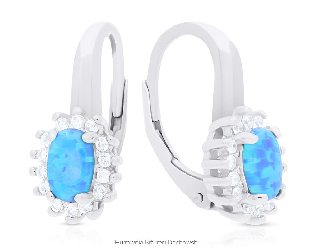 Kolczyki srebrne z opalem i cyrkoniami pr.925