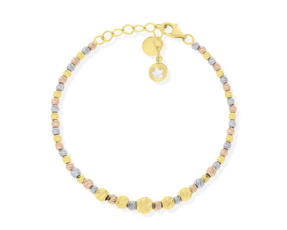 Złota bransoletka błyszczące kulki 3 kolory pr.585