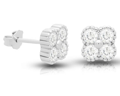 Kolczyki srebrne sztyfty kwiaty cyrkonie pr.925