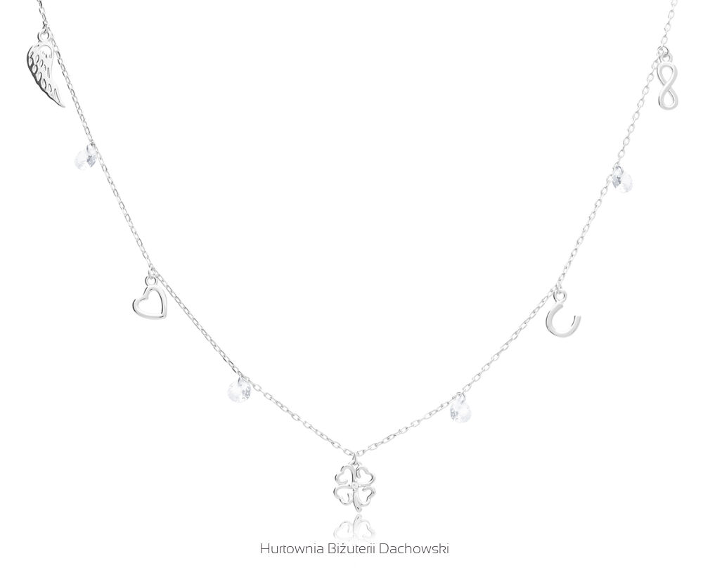 Naszyjnik srebrny koniczyna serce infiniti pr.925