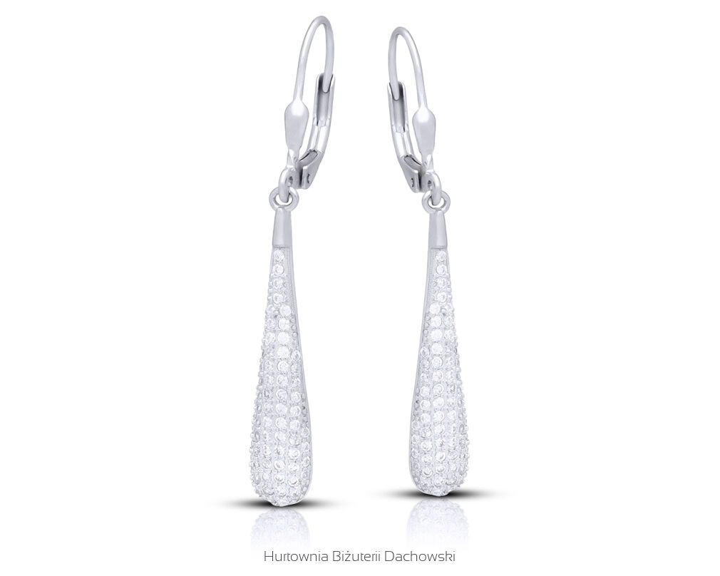 Eleganckie kolczyki srebrne 925 wydłużone łezki