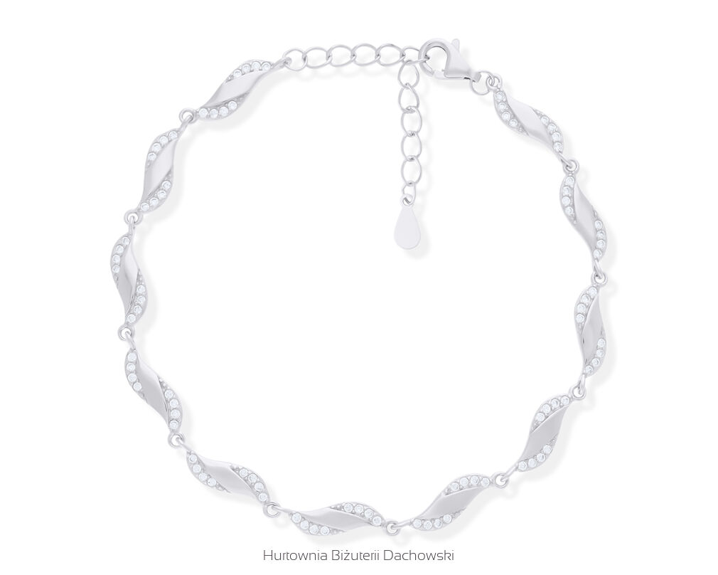 Bransoletka srebrna ozdobiona cyrkoniami pr.925