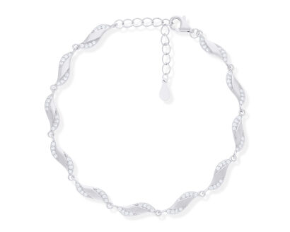 Bransoletka srebrna ozdobiona cyrkoniami pr.925