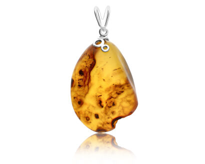 Zawieszka srebrna z naturalnym bursztynem pr.925