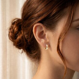 Kolczyki złote 585 dwukolorowe koła - 2