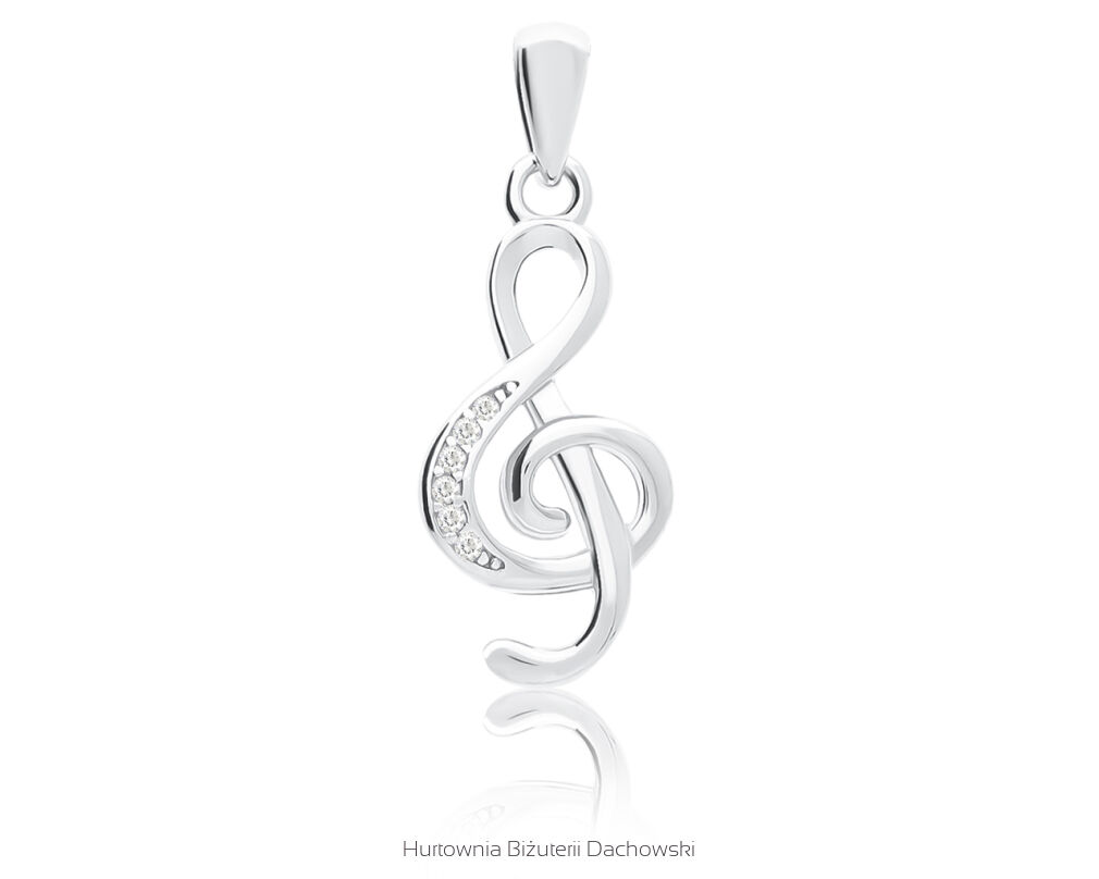 Zawieszka srebrna Nuta z cyrkoniami pr.925