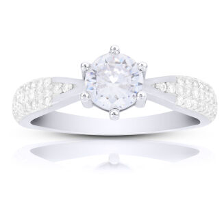 Srebrny pierścionek 925 bogato zdobiony cyrkoniami - 2