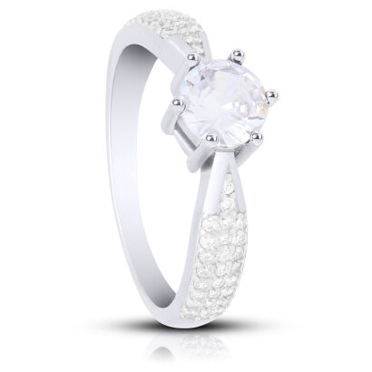 Srebrny pierścionek 925 bogato zdobiony cyrkoniami