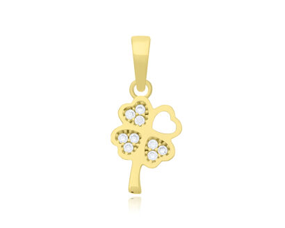 Złota zawieszka koniczynka cyrkonie pr.585