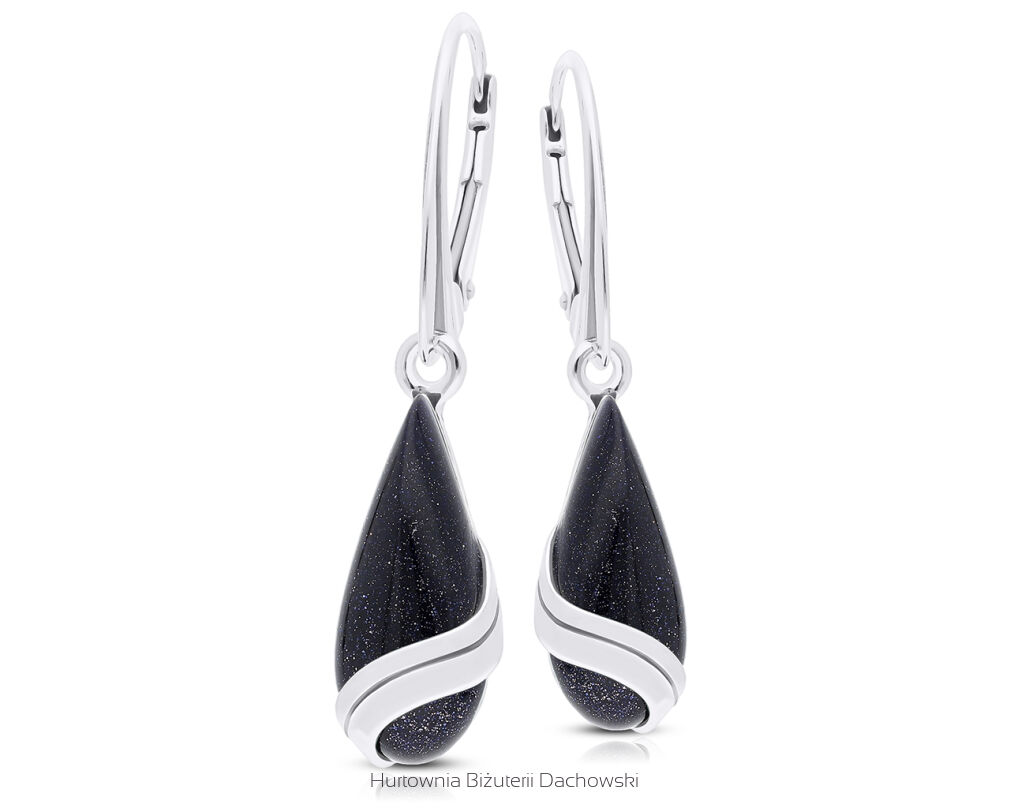 Kolczyki srebrne wiszące z Nocą Kairu pr.925