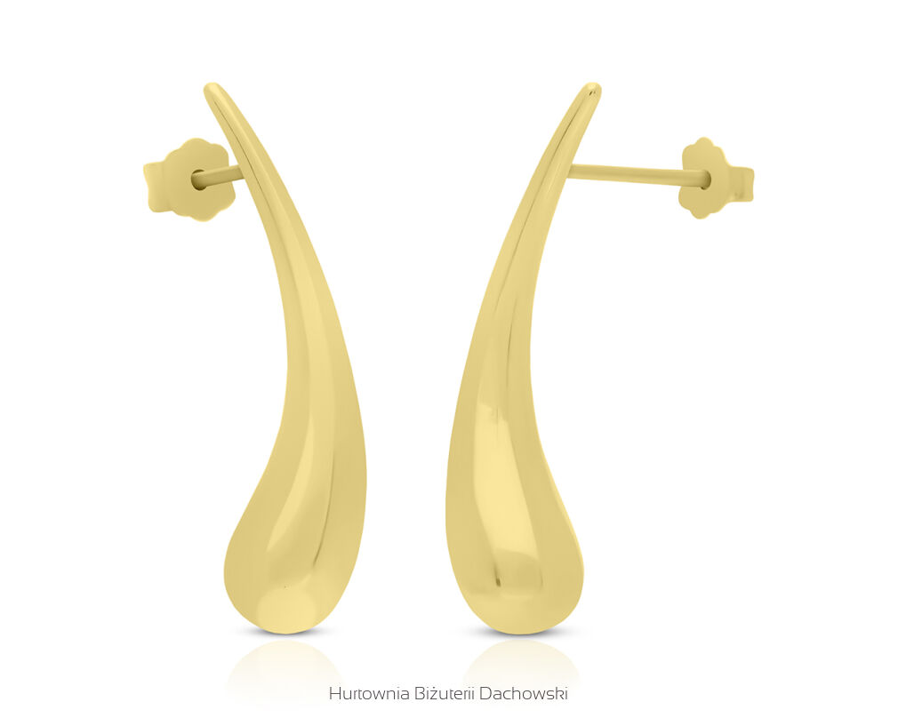 Złote kolczyki sztyfty gładkie srebro pr.925