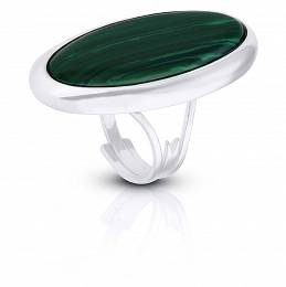 Srebrny pierścionek duży z zielonym malachitem